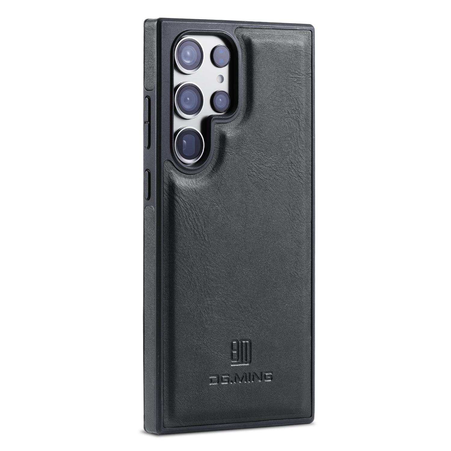 

DG.MING For Samsung Galaxy S25 Ultra Case Anti-Drop Leather Coated PC+TPU Phone Back Cover Black