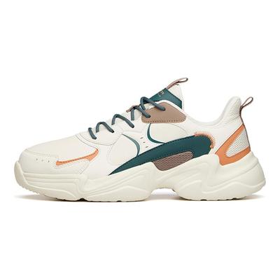 Chunky Sneakers Men's Low Top Light Beige White/Dark Moss Green/Orange 111938822R-17