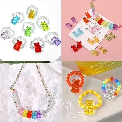 10 bucăți luminoase de culoare bomboană orificiu verticală jeleu urs margele modă bricolaj accesorii lucrate manual brățară colier material ac de păr