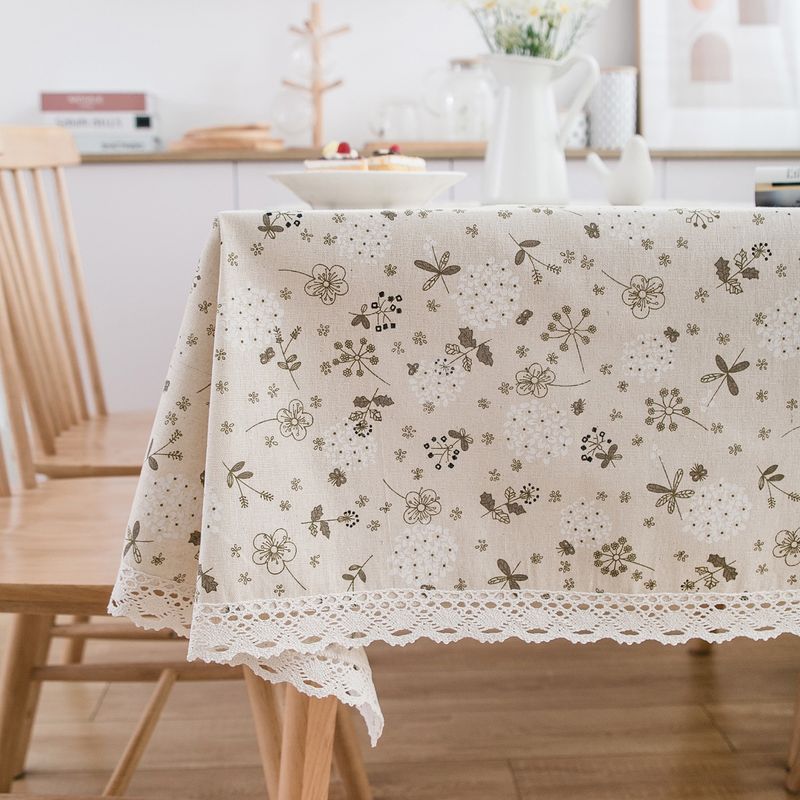 

Tablecloth Fabric Cotton and Linen Field Dandelion Fresh Print Plain Tablecloth Coffee Table Mats Desk Cover Towel Dandelion lace tablecloth 90*90cm