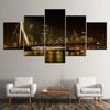 Canvas Painting City Night View and Bridge 5 Pieces Wall Art Painting Modular Wallpapers Poster Print for Living Room Home Decor