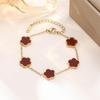 Women's Glossy Pearl Clover Jewelry Set: Bracelet, Necklace, Earrings, Ring