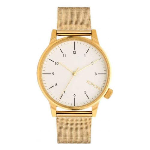 

KOMONO Men s and Women s Unisex WINSTON ROYALE 42mm White Dial Gold Mesh Stainless Steel Watch KOM-W2358