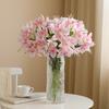72cm 1 Bouquet 10 Heads Long Branch Artificial Lily Silk Flower for Nordic Home Wedding Party Decoration Flower Arrangement