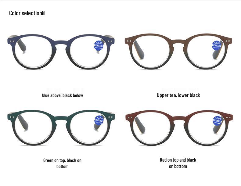 New Fashion Round Frame Blue Light Blocking Reading Glasses for Older Adults - High Definition for Men and Women