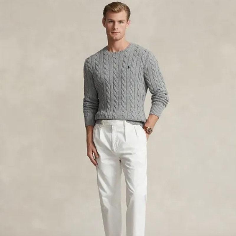 EastRogue Embroidered Round-neck Knitted Sweater, Warm for Autumn and Winter, Cable-knit Couple Pullover.