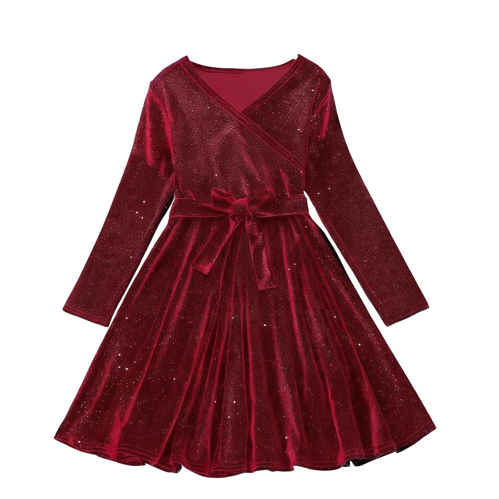 Children's Fashion Ruffled Long Sleeve Sky Mesh Dress