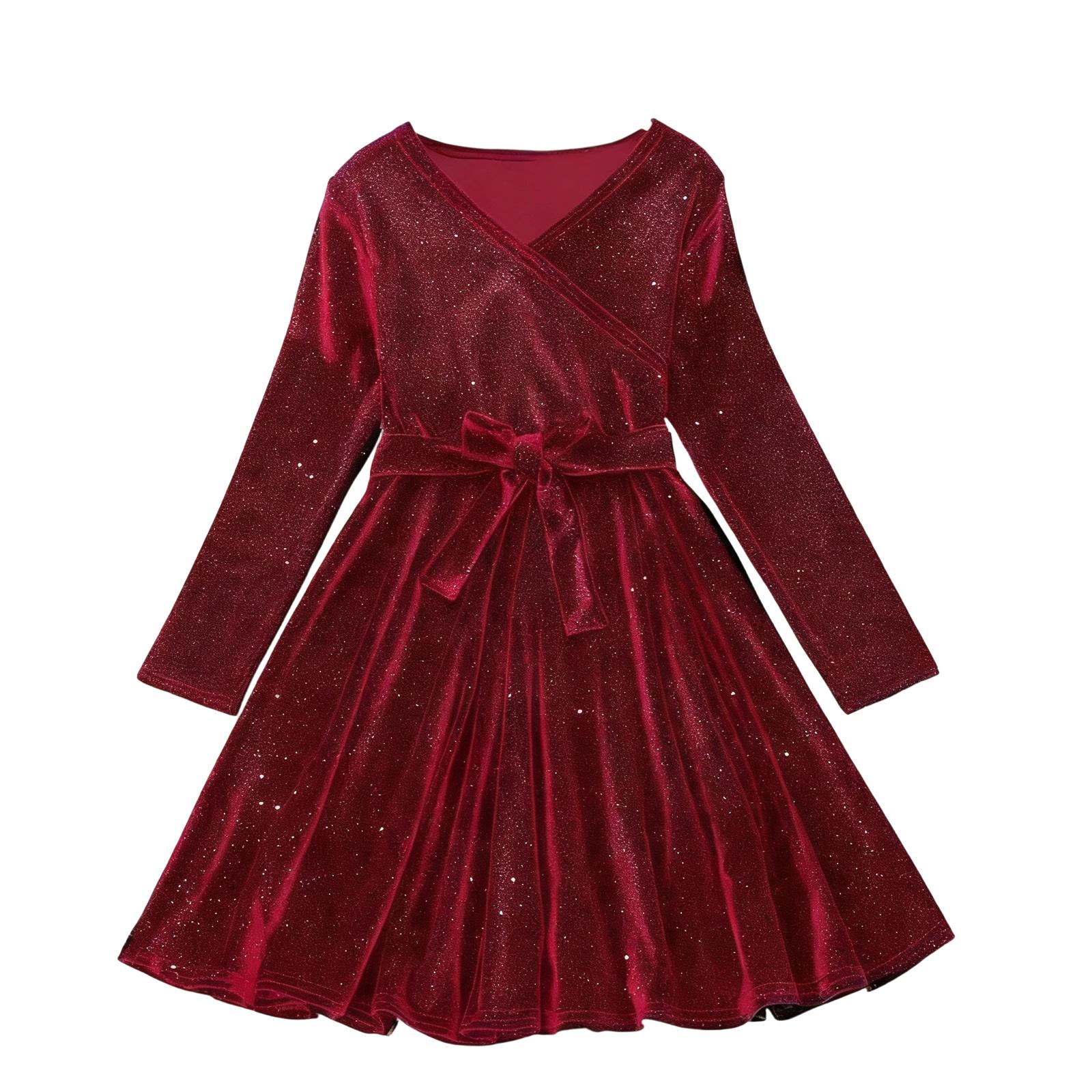 

Children s Fashion Ruffled Long Sleeve Sky Mesh Dress 160 винный