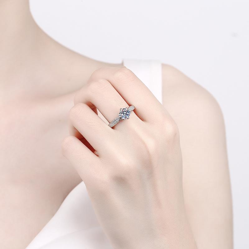 925 Sterling Silver Rings For Women Double Row Six Claw Moissanite Rings For Women Jewelry Making Dorpshipping Rings  New