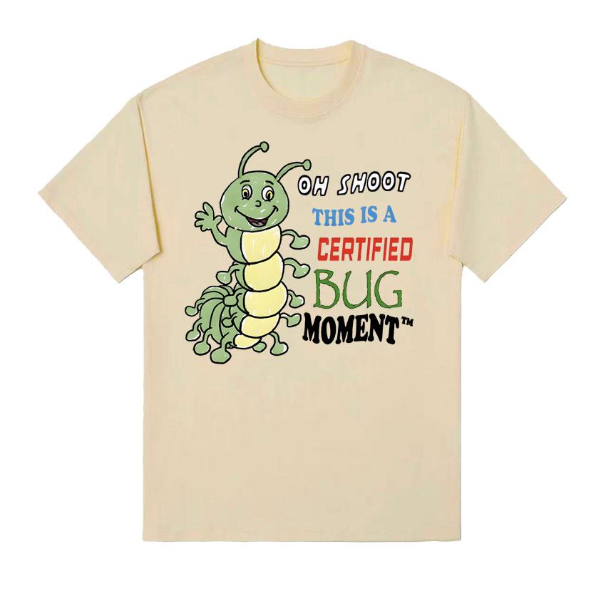 

Футболка «Oh Shoot This Is A Certified Bug Moment» унисекс, забавные милые футболки с мемами «Bug Meme», мужская модная кавайная футболка из 100% хлопка, топы