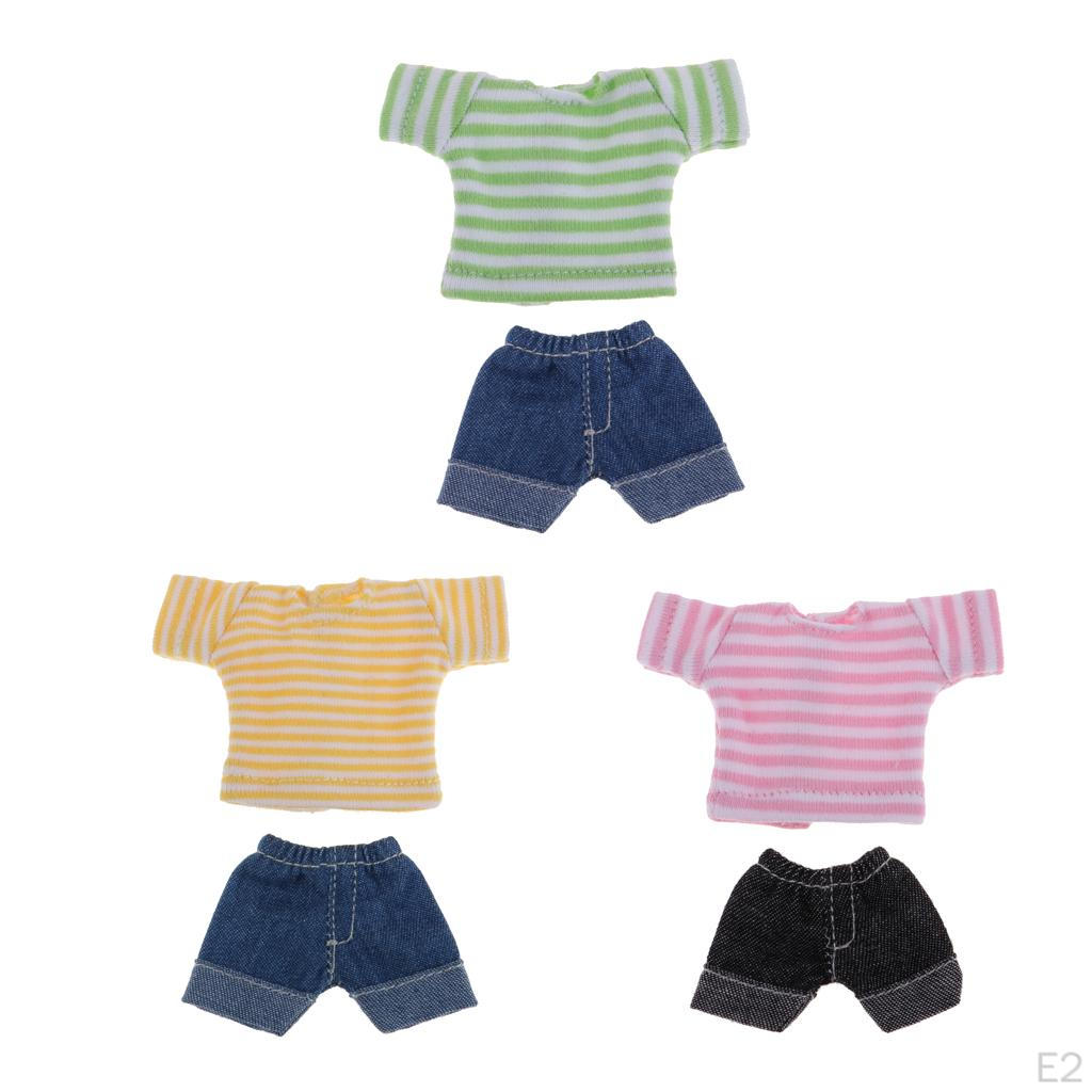 2 Piece Doll Clothes - Striped Short Pants Outfit Set for
