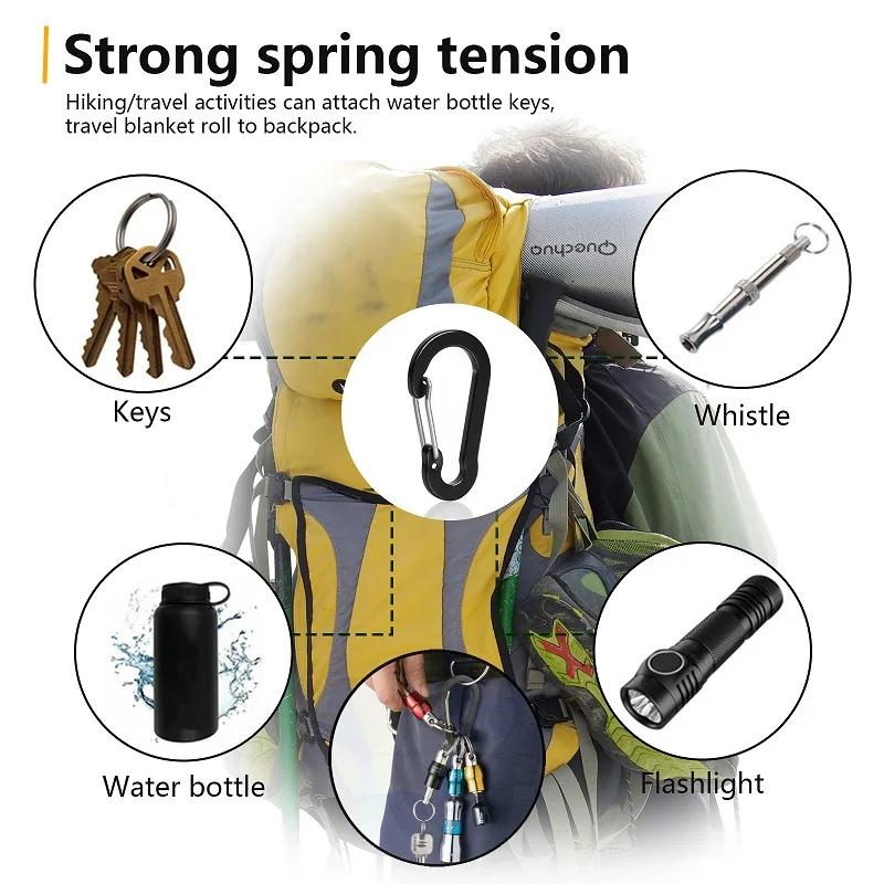 6Pcs Aluminum Alloy Carabiner Outdoor Backpack Tools Camping Climbing Buckle Fishing Hook Keychain Lock Buckle Snap Clip