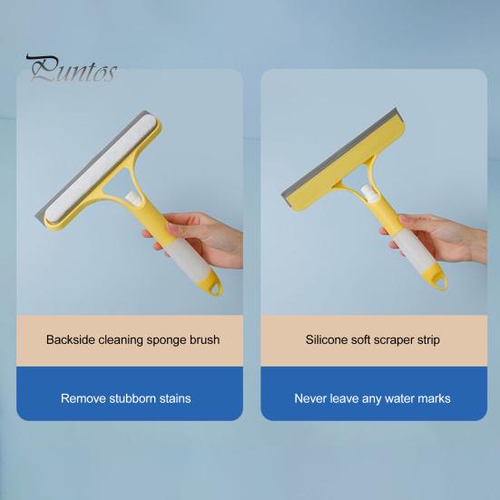 Streak-free Window Cleaning Scraper Glass Wiper 3-In-1 with Spray Bottle Surface Cleaner Tool Ergonomic Handle All-Purpose Integrated