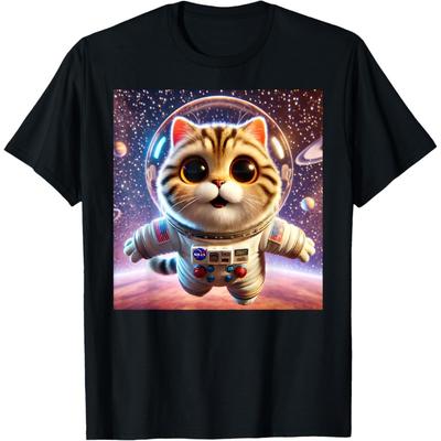Katzen-Astronaut, Weltraumkatze, Lustiges Planeten-Geschenk Männer Frauen Kinder T-Shirt(3)