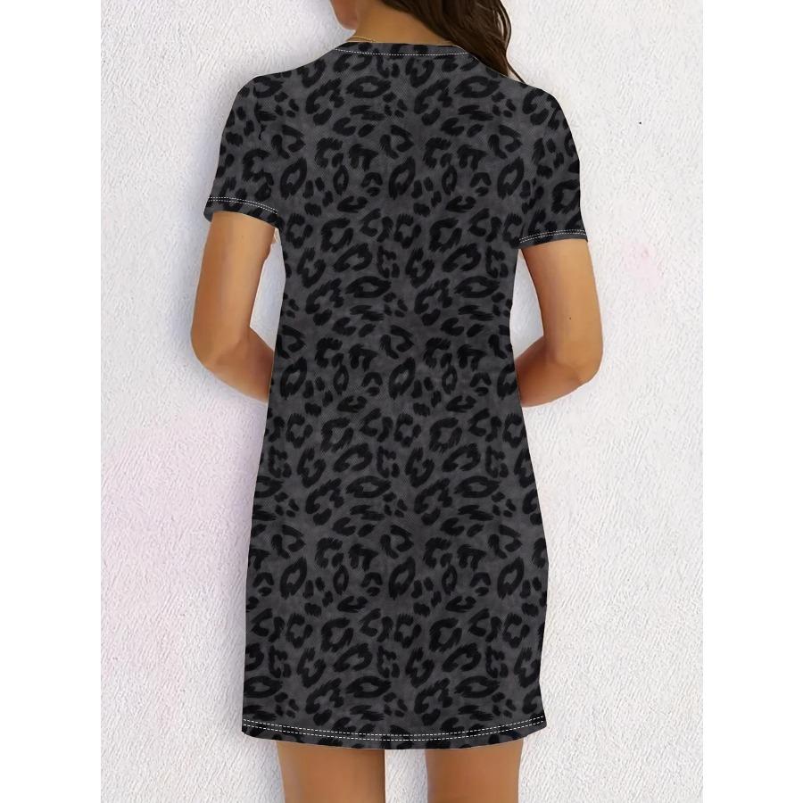 Modă Europeană și Americană și Rochie Sexy cu Imprimeu Leopard pentru Femei Rochii Casual cu Mânecă Scurtă pentru Femei Haine Y2k pentru Doamne Topuri