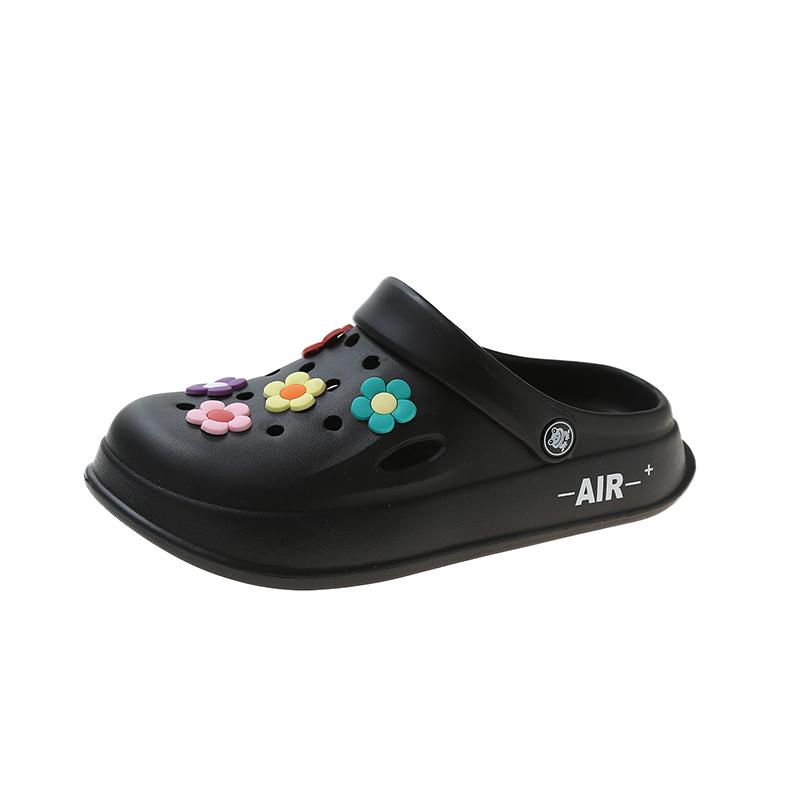 

Женские сандалии, женские шлепанцы, новинка 2024 года, женские тапочки с цветочным узором, повседневная обувь на платформе, женская пляжная обувь 37 чёрный