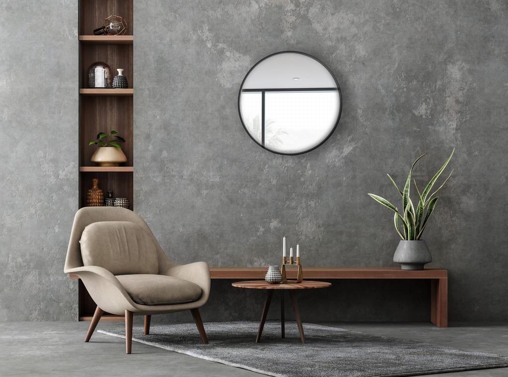 Lustro Okrągłe Drewniane Loftowe 60 Cm Czarne Bd Art
