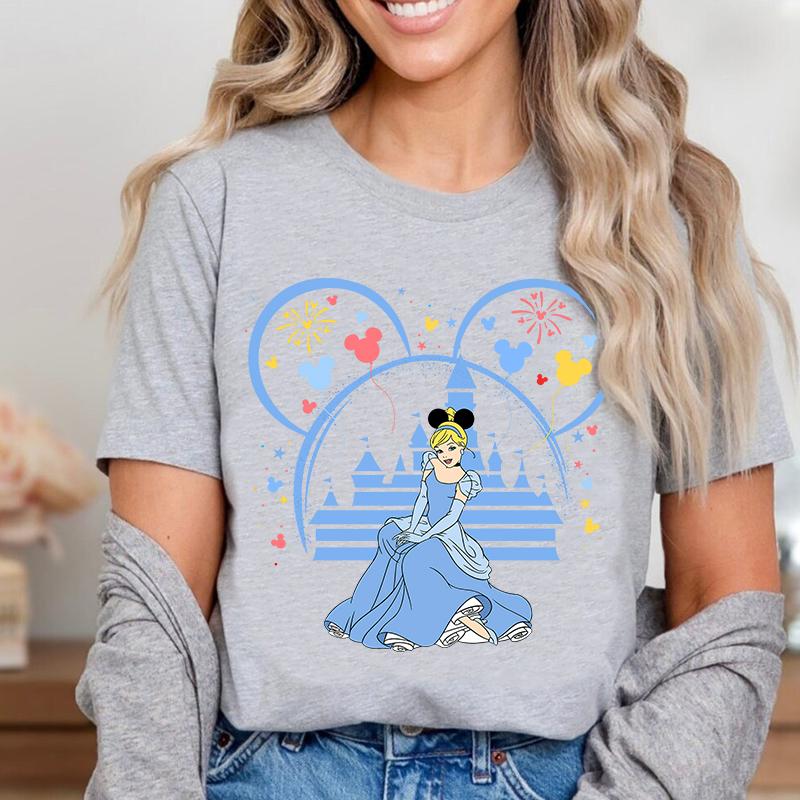 Cinderella Fashion Summer Print Ladies Tshirt Pure Cartoon Cotton Women Shortsleeved Loose Top Summer Clothing