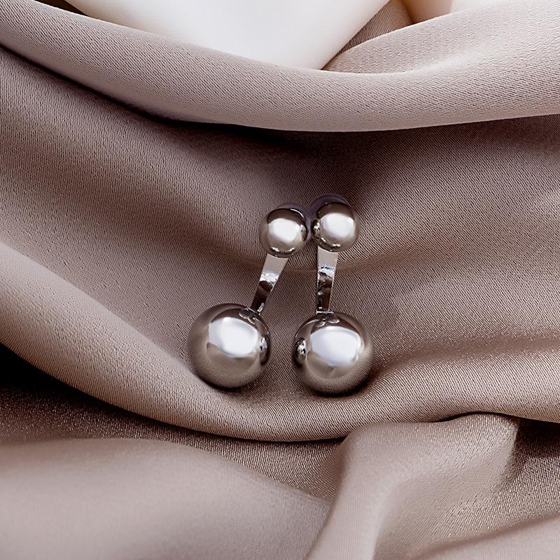 

European & American Modern Metal Bean Earrings - Trendy Back-Hanging Design