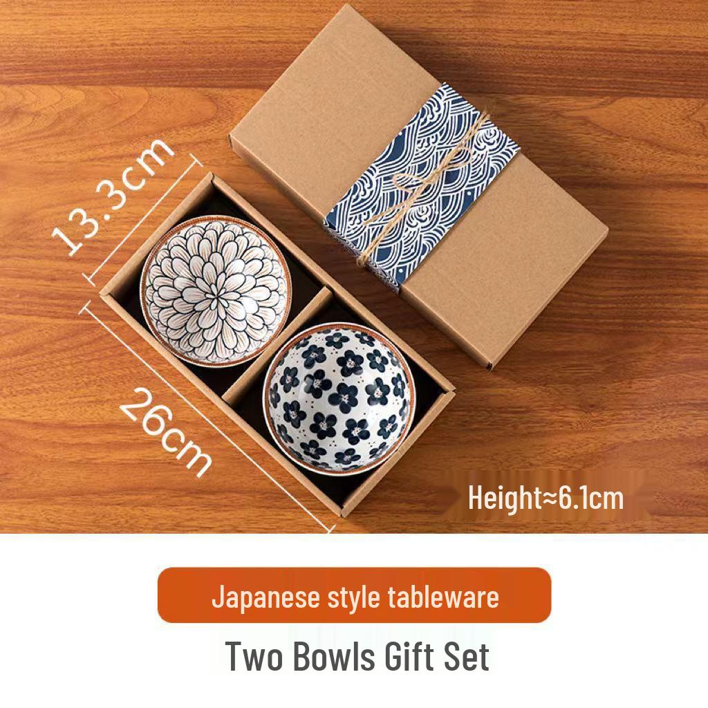 

Japanese Underglaze Ceramic Bowl & Plate Gift Set with Customizable Logo