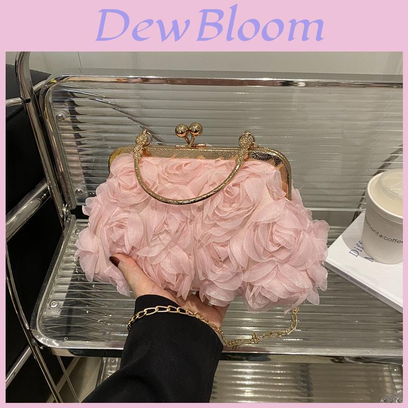 Pu Flower Clutch Handbag With Lock Closure For Evening Party And Daily Use