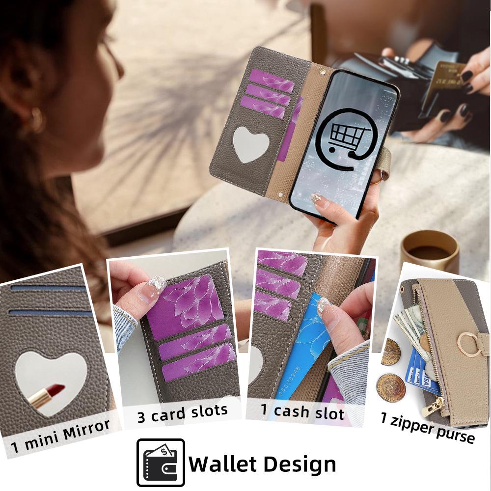 iPhone 16 Pro Flip Protective Case with Card Slot, Lanyard, Stand, Leather Design for Apple 17/12/13/15 Models.