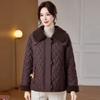Hodo Mid-Aged Women's Padded Short Coat with Faux Fur Collar