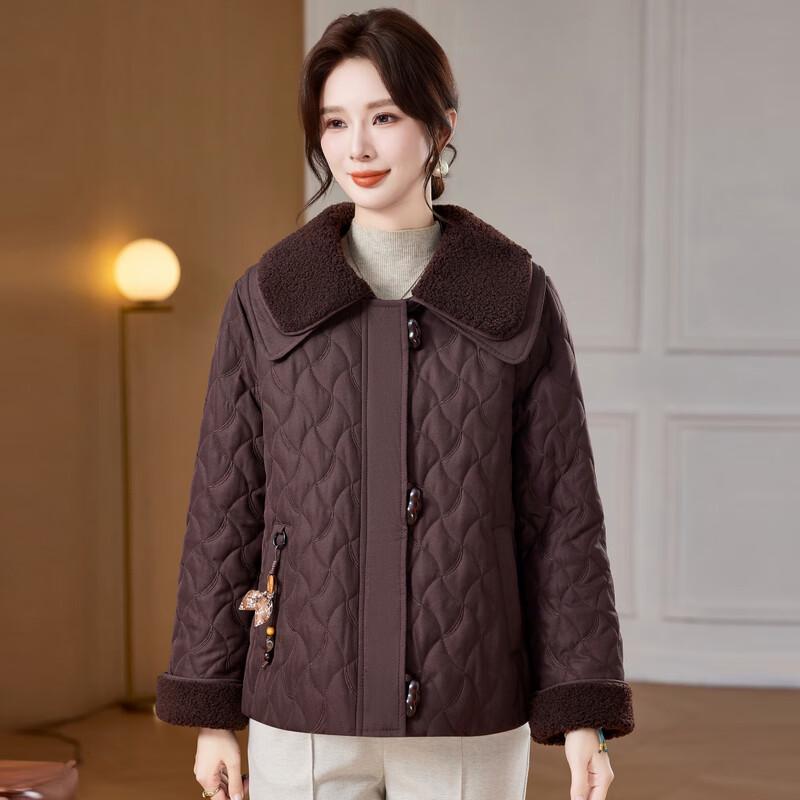 Hodo Mid-Aged Women's Padded Short Coat with Faux Fur Collar