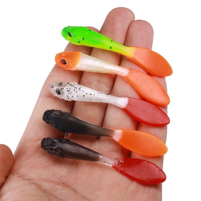 Zweifarbige künstliche Köder Angelköder Mini Softbaits Angelzubehör Swimbait Köder 7cm Wobbler Angelköder 5 Stück