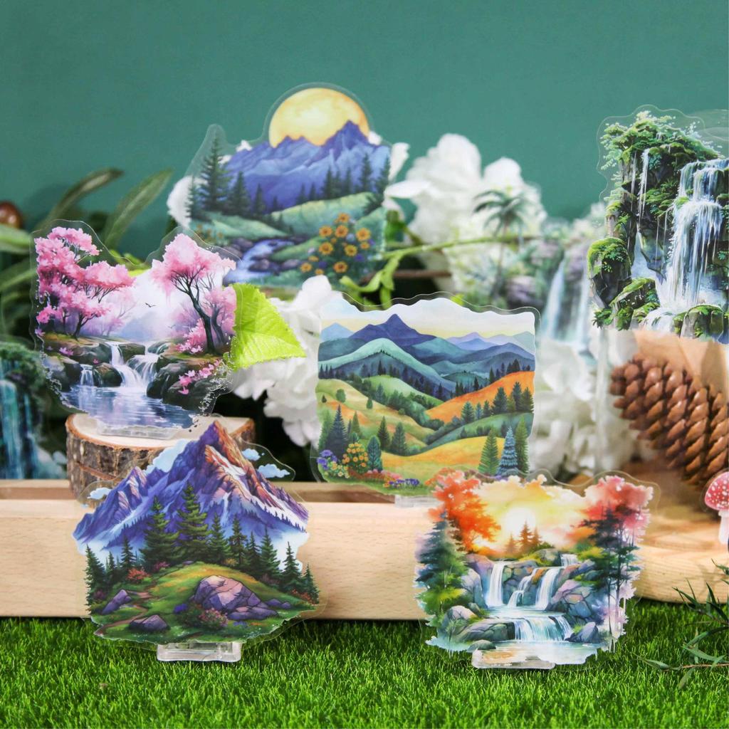 RetroStoryPET Mountain Stream Sticker Pack: Aquascaping & DIY Journal Decorations