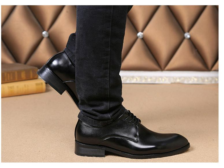 Sapatos de Couro Pontudos para Jovens: Casamento Formal Britânico e Estilo Casual com Cadarços