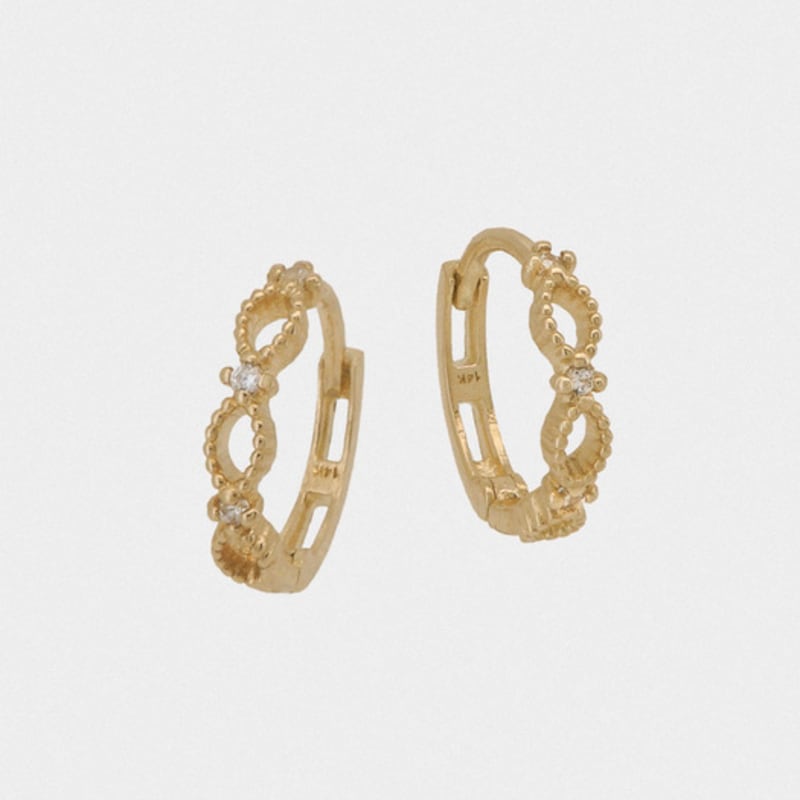 Youngglow 14k Dot Lace One Touch Earring