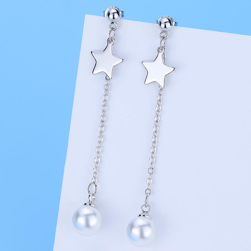 

Серьги с пятиконечной звездой и жемчугом, длинные серьги с кисточками из красного бисера для студенток жемчужный