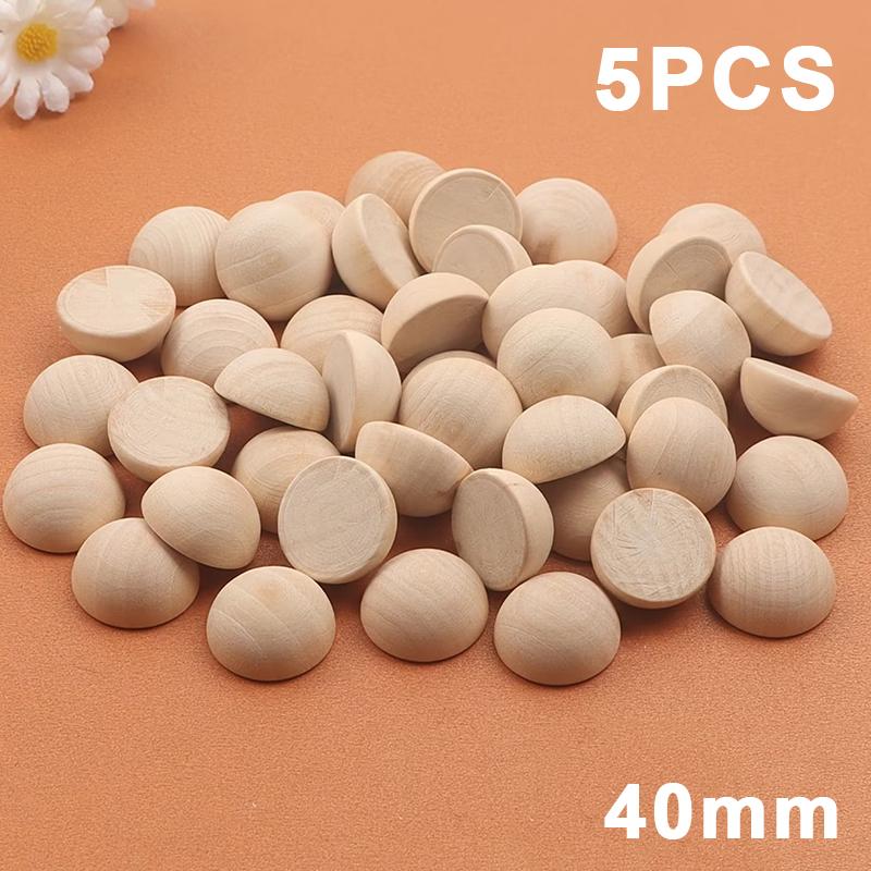 5/10/20/30/50Pcs Natural Half Wooden Beads Half Unfinished Wood Balls Split Wood Beads For Diy Craft Toy Home Decor