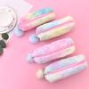 Plush Pencil Case Octagonal Shape Large Capacity Pencil Pouch Gradient Colors Zipper Storage Pouch for Stationery Cosmetics And Personal Items