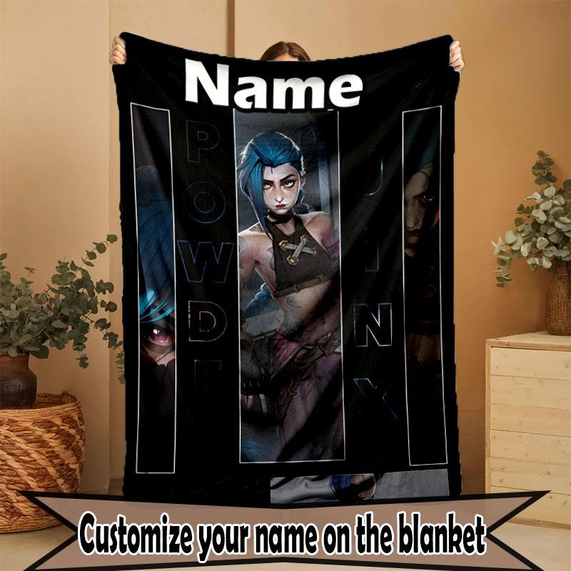 Custom Name Personalized Jinx Print Blanket, Home Decor, Bedroom, Sofa, Camping, Couch, Gifts for Birthday Christmas