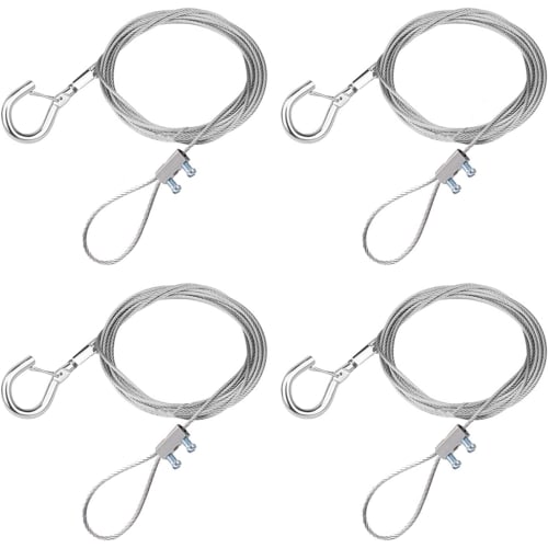 Set of 4 Adjustable Stainless Steel Fall Arrest Wire Slings with Hooks, 1.5mm Diameter, 20kg Weight Capacity, for Picture Rails, Billboards, Signs, an