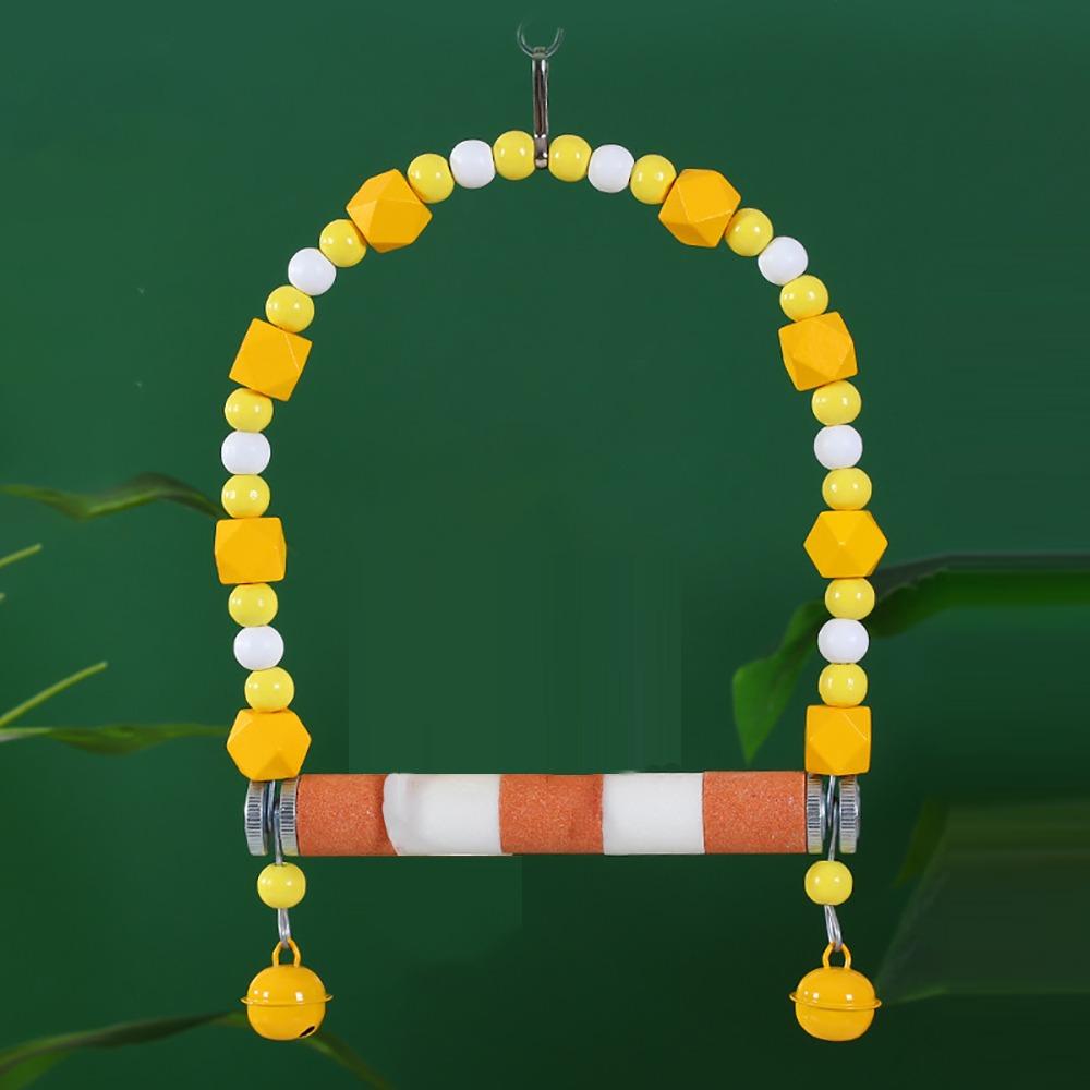 

Detachable Bird Swing Toys Hangable Birds Claw Grinding Stick Creative Bird Perch Stand Parakeet жовтий