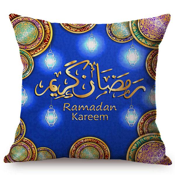 Muslim Ramadan Kareem Sacred Worship Sofa Decoration Pillow Case Islamic Eid Mubarak Mandala Pattern Cotton Linen Cushion Cover