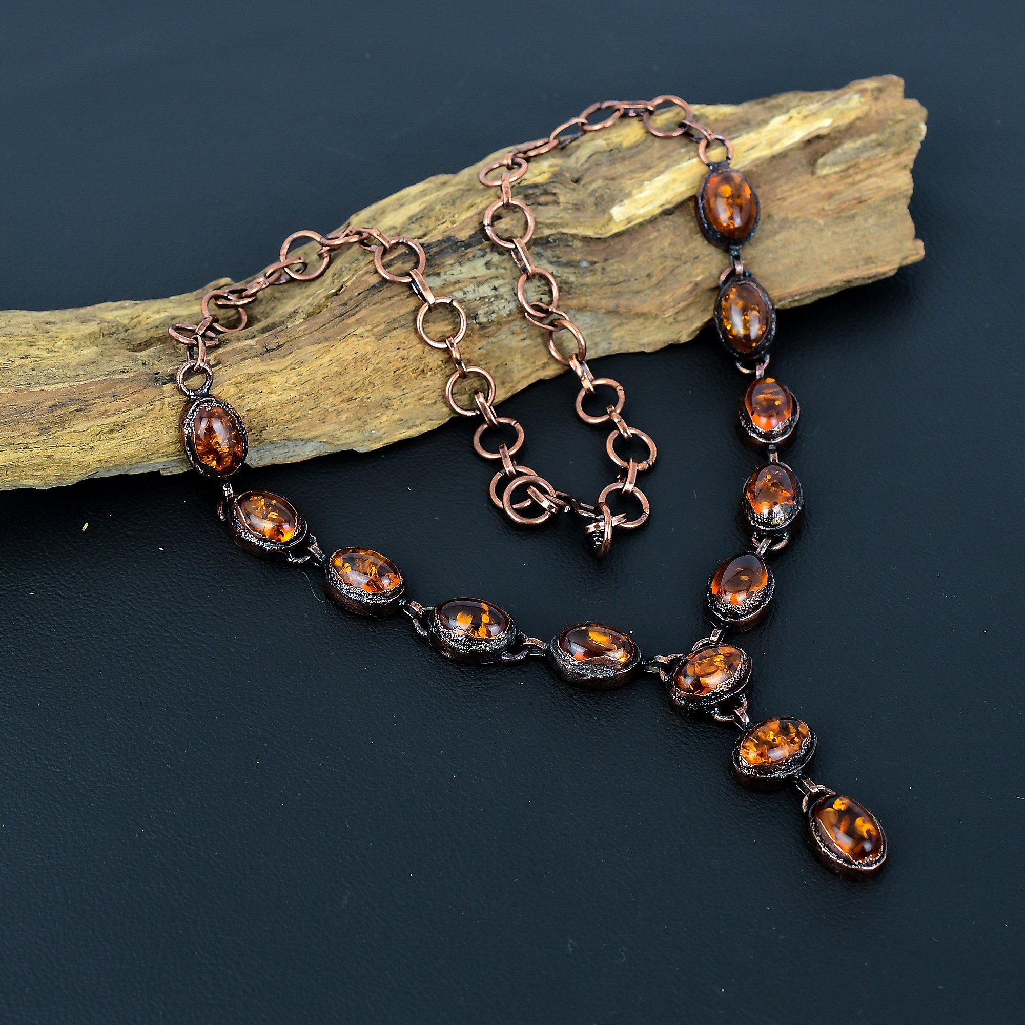 

Ожерелье из балтийского янтаря, ювелирное изделие из драгоценных камней, ожерелье на регулируемой цепочке с медным гальванопокрытием, подарок для женщин, ожерелье ручной работы