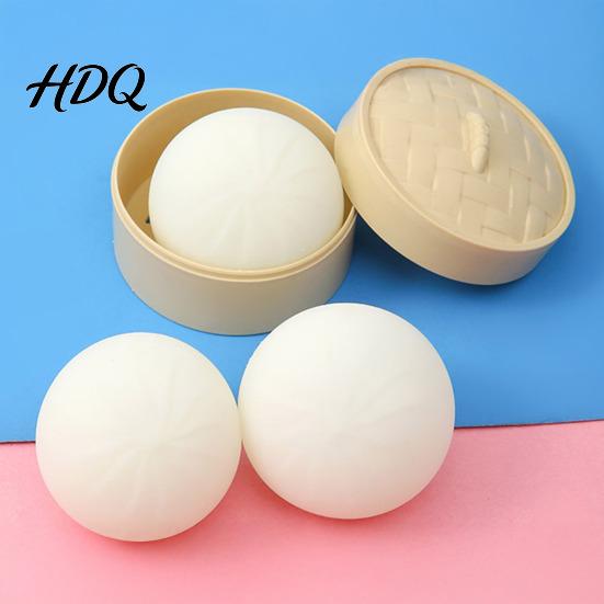 Stress Relief Gadget 1/2/3/4Pcs Simulated Dough Ball Toy with Steamer Steamed Bun Squeeze Adult Fidget Sensory Slow Rising Dumpling Hand Reliever