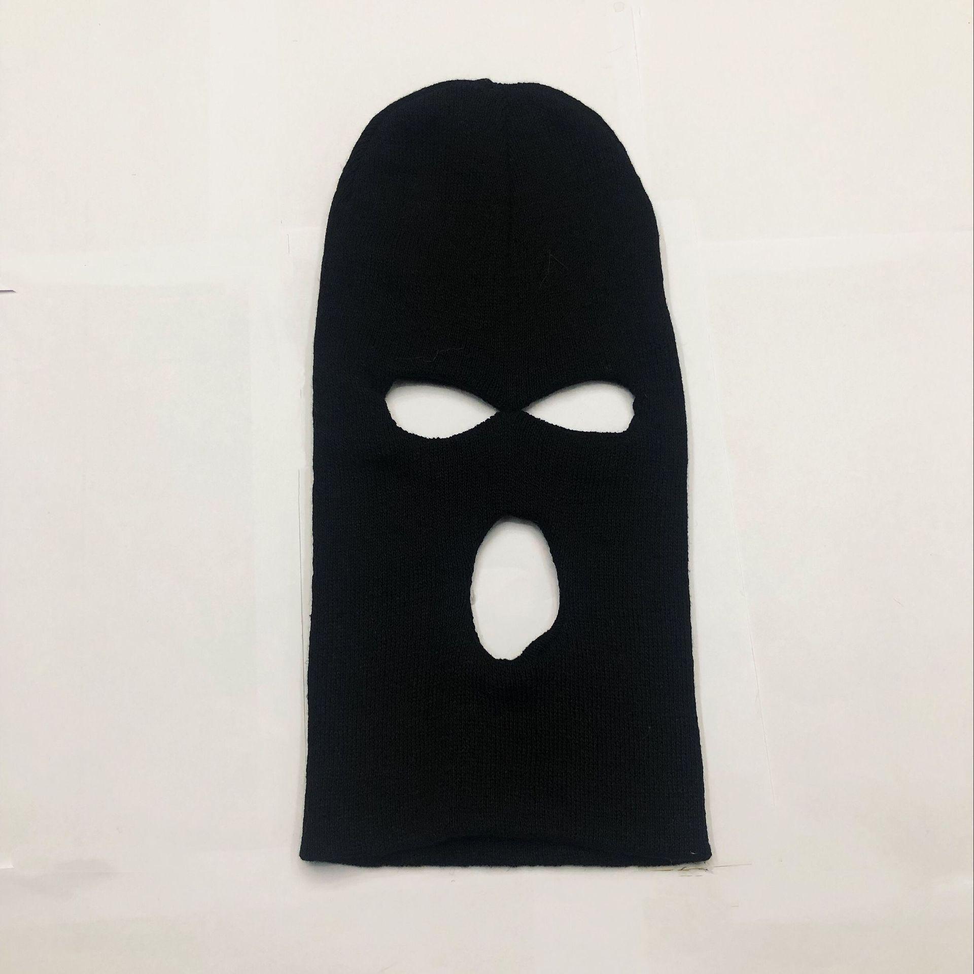 

Men s Fashionable Black Cycling Balaclava, Wool-Blend Three-Hole Hat One Size