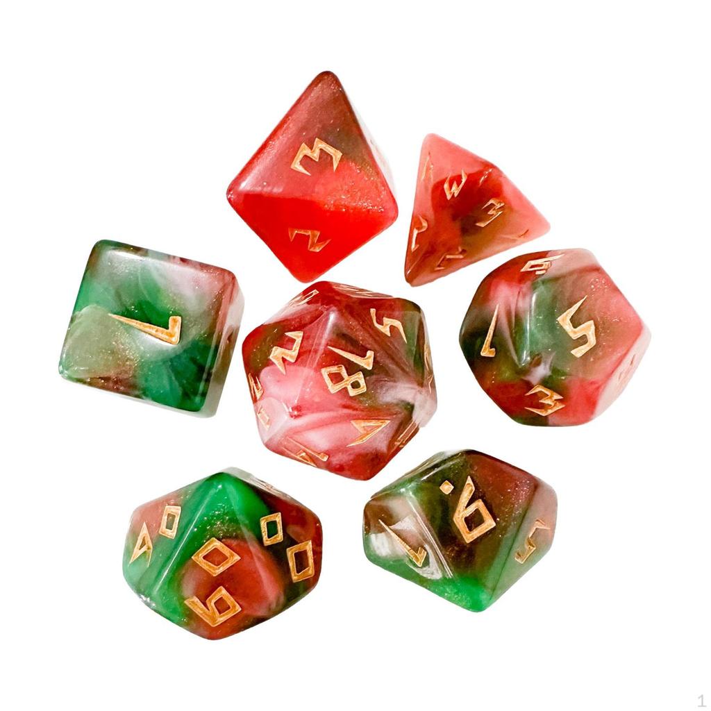7 Pieces Polyhedral Dice D4 D6 D8 D10 D12 D20 Handmade Multisided for Entertainment Toy Gift