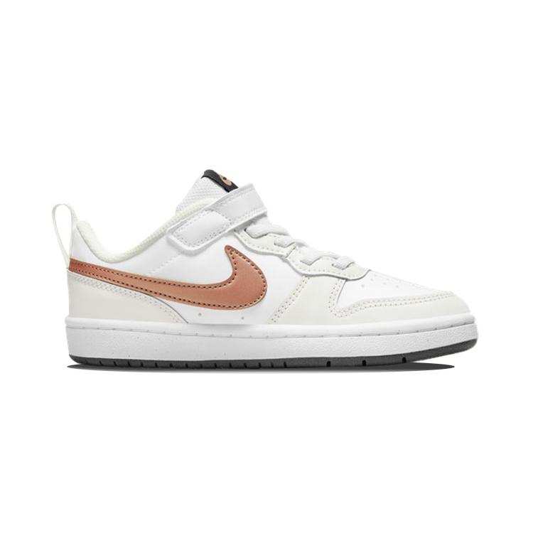 New Nike Court Borough Low 2 White Metallic Bronze PS BQ5451-116