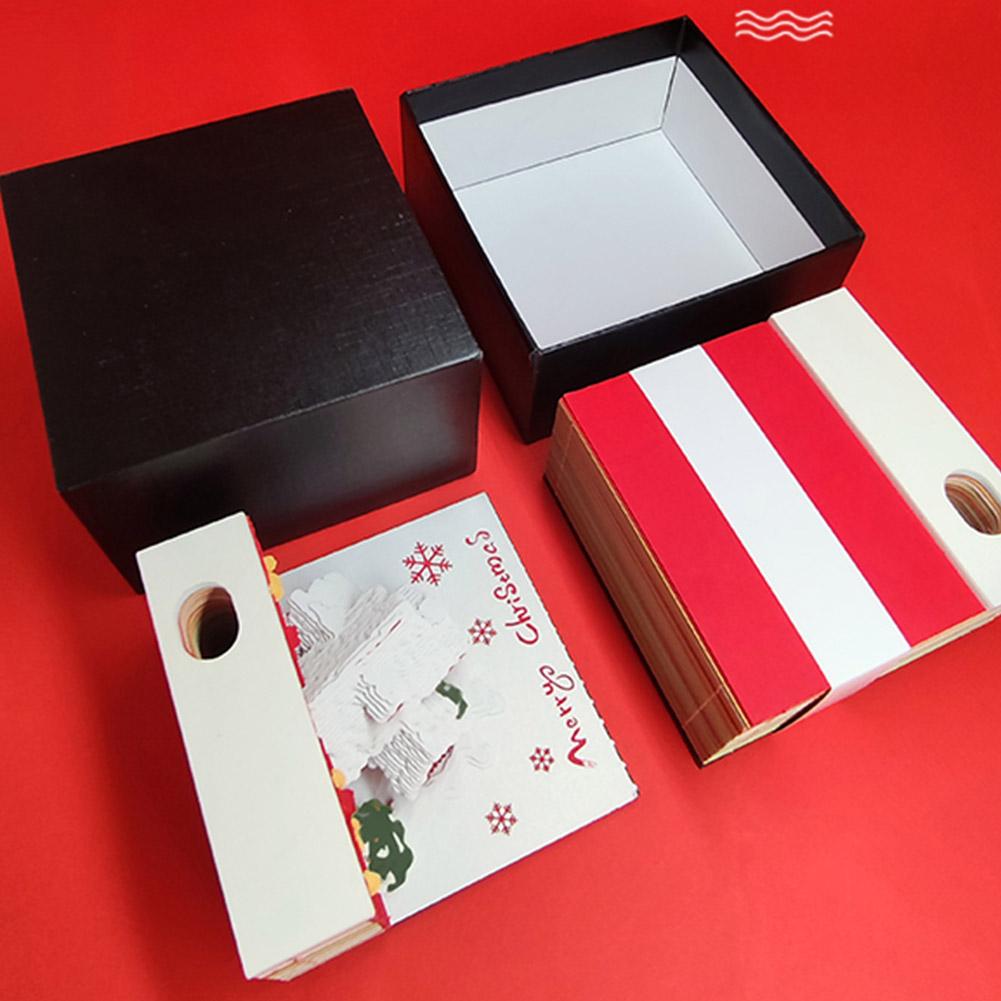Christmas Village House 3D Memo Pad Aesthetic Desktop Holder Paper Pad Winter Carving Holiday C U0W6