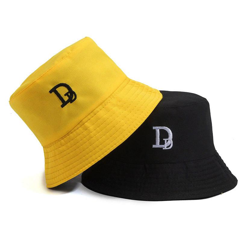 Double-sided Bucket Hat Female Embroidery Two-sided with Sun Hat Four Seasons Fashion Basin Hat Fresh Bucket Hat