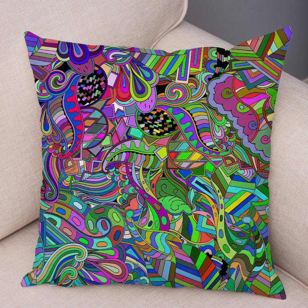 Bright Abstract Bohemian Floral Art Print Household Sofa Bedroom Decoration Pillow Cover Cushion Shell