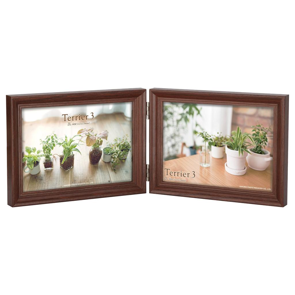 HAKUBA Wooden Photo Terrier 2L Brown Frame, 3, Size, 2-Panel Horizontal, FWTR3-BR2L2Y