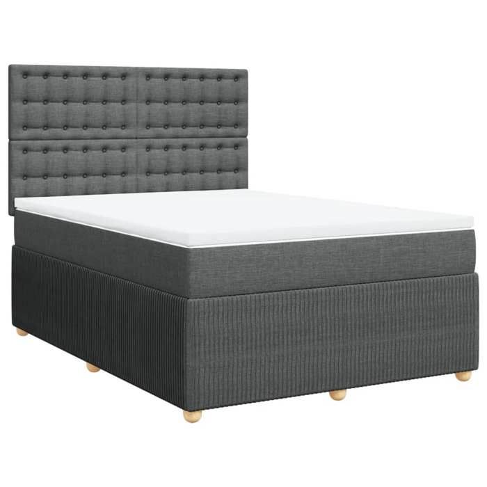 VidaXL Sommier à lattes de lit avec matelas Gris foncé 160x200cm Tissu 3294422