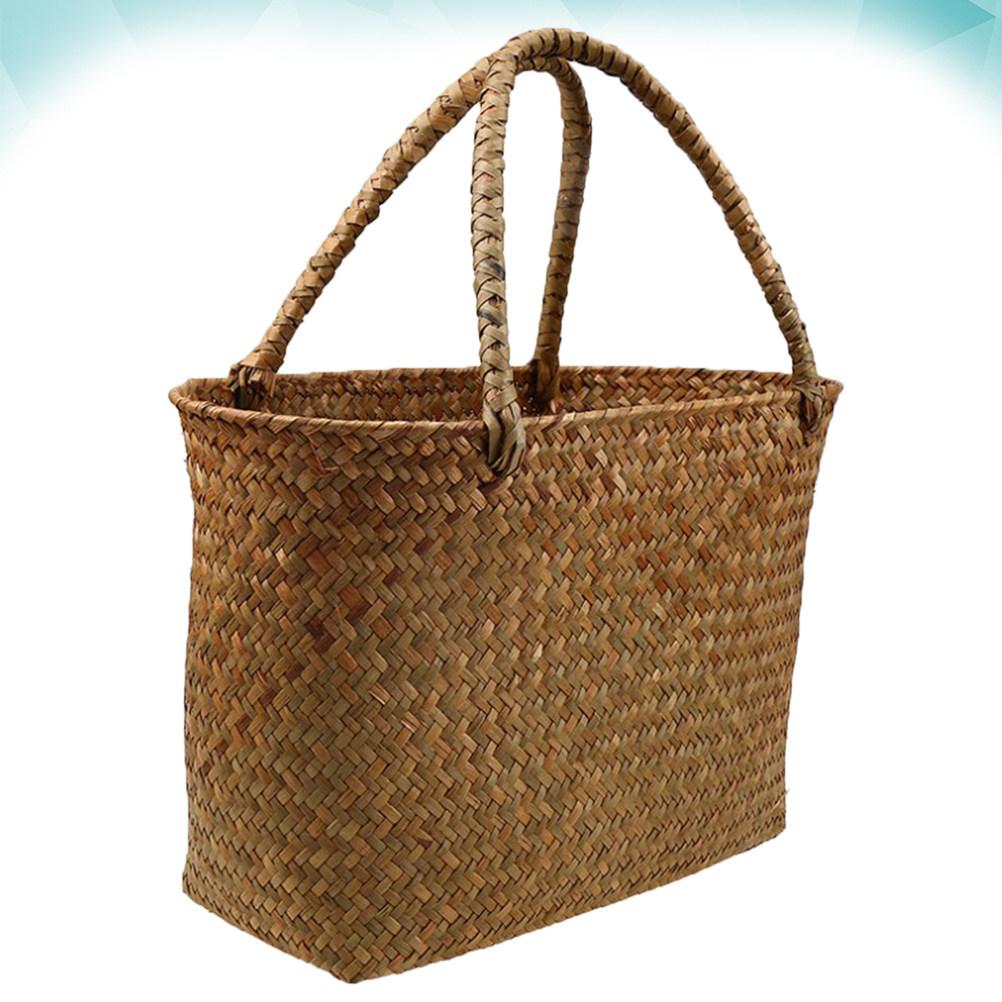 Handmade Woven Flower Basket S Size Sturdy Seagrass Storage Basket for Plant Pot Cover Laundry Picnic Market Bag